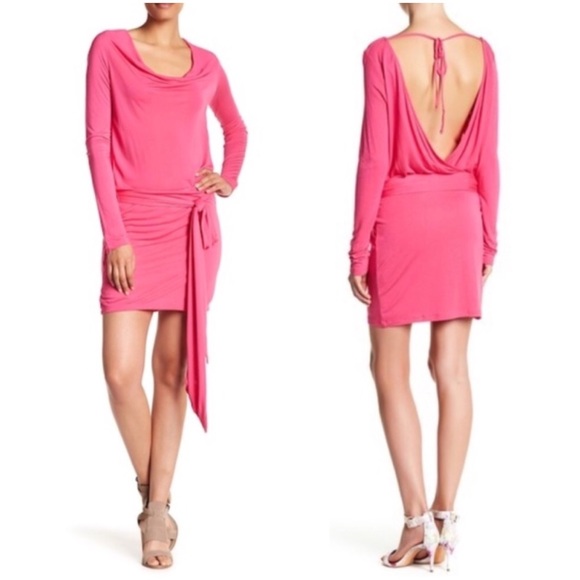Haute Hippie Open Back Hot Pink Cowl Dress
